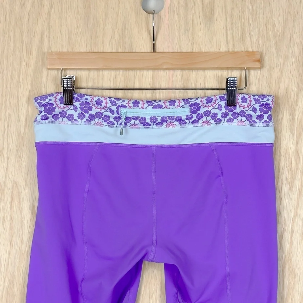 Lululemon Run Inspire Crop II Size 10 Leggings Twiggy Power Purple Aquamarine
